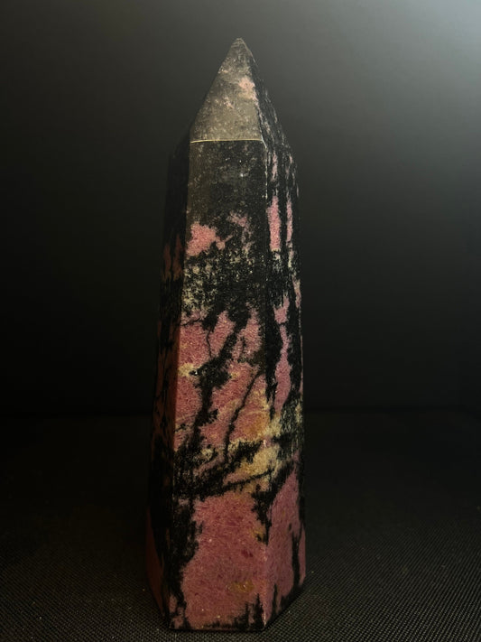 Rhodonite Polished Prism/ Point AA++ - Home Décor, Statement Piece, Crystal Healing