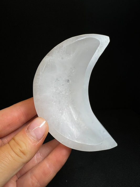 Selenite Half Cresent Moon Bowl- Home Decor, Gift, Charging Crystal, Statement Piece