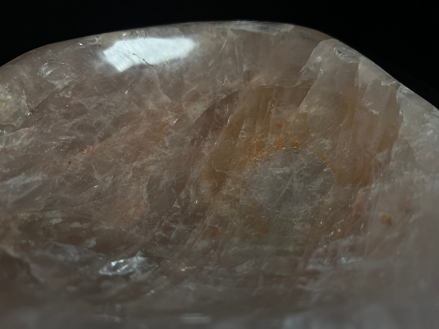 Rose Quartz With Hematite Inclusions Bowl- Home Decor, Statement Piece, Crystal