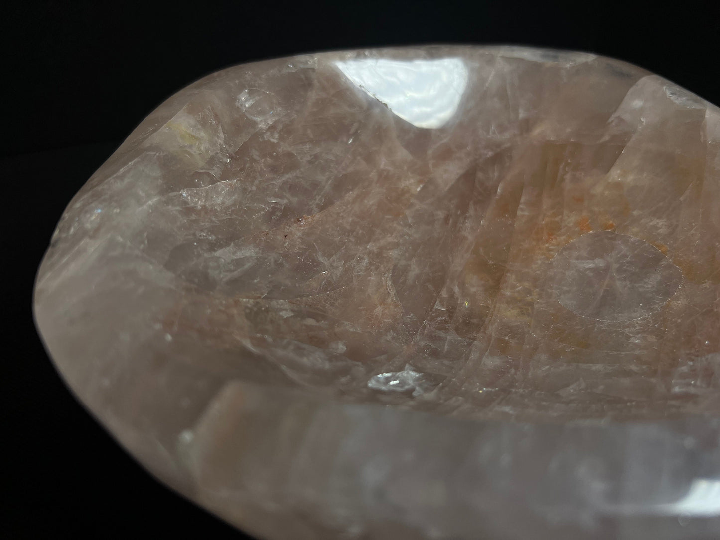 Rose Quartz With Hematite Inclusions Bowl- Home Decor, Statement Piece, Crystal