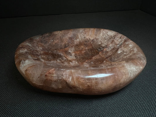 Red Hematite And Clear Quartz Bowl- Home Decor, Statement Piece, Crystal Healing