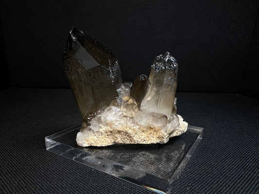 Smoky Quartz Cluster With Hematite Inclusions- Stand Included, Statement Piece, Crystal Healing, Collectors Piece