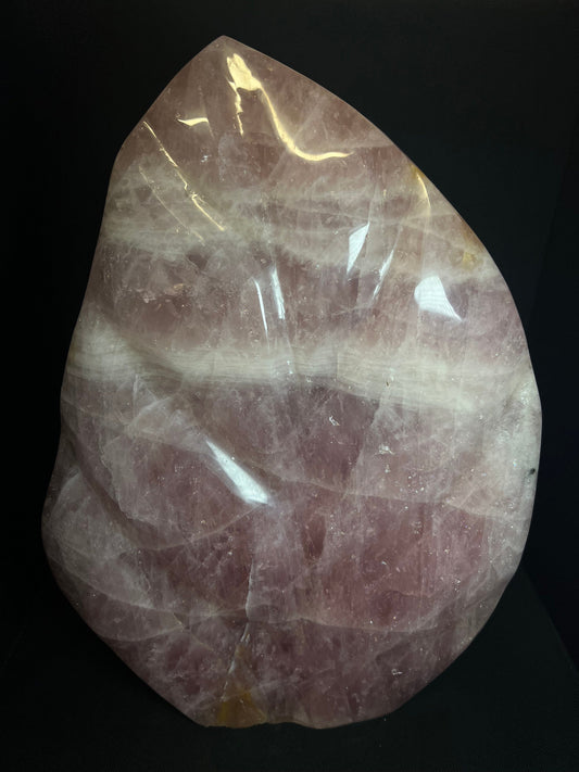 Gorgeous Large Rose Quartz Leaf Carving Free Standing (38cm tall)- Home Decor, Statement Piece, Collectors Piece