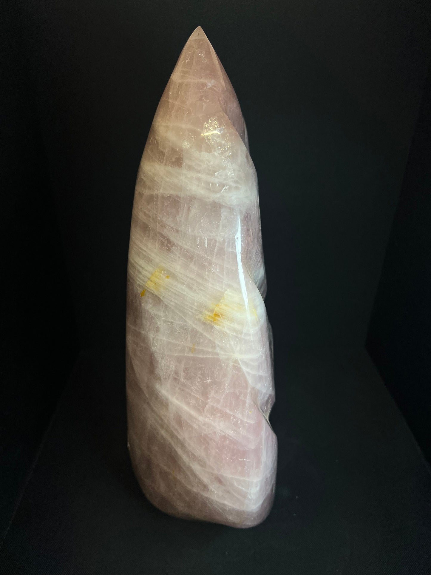 Gorgeous Large Rose Quartz Leaf Carving Free Standing (38cm tall)- Home Decor, Statement Piece, Collectors Piece