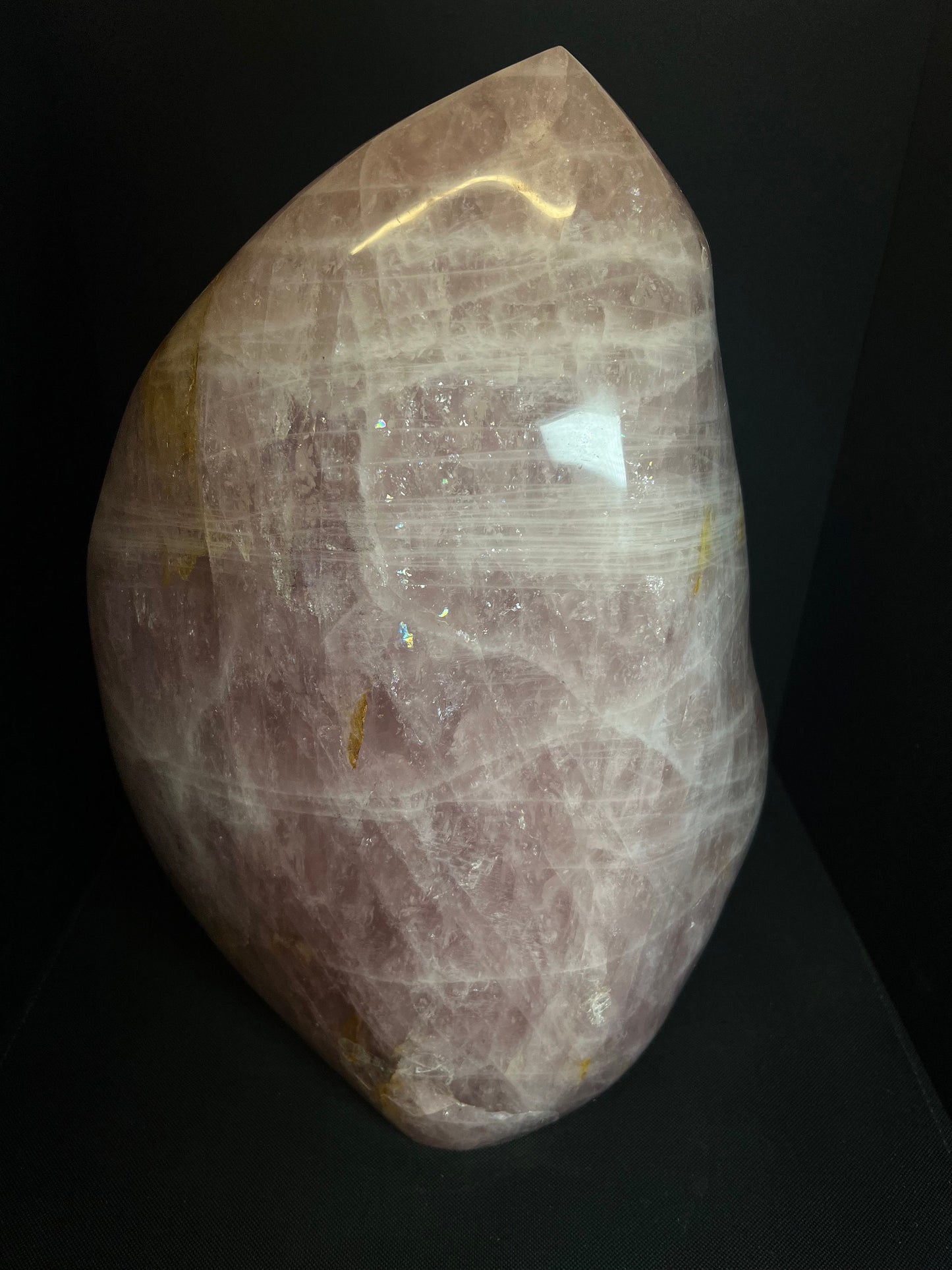Gorgeous Large Rose Quartz Leaf Carving Free Standing (38cm tall)- Home Decor, Statement Piece, Collectors Piece