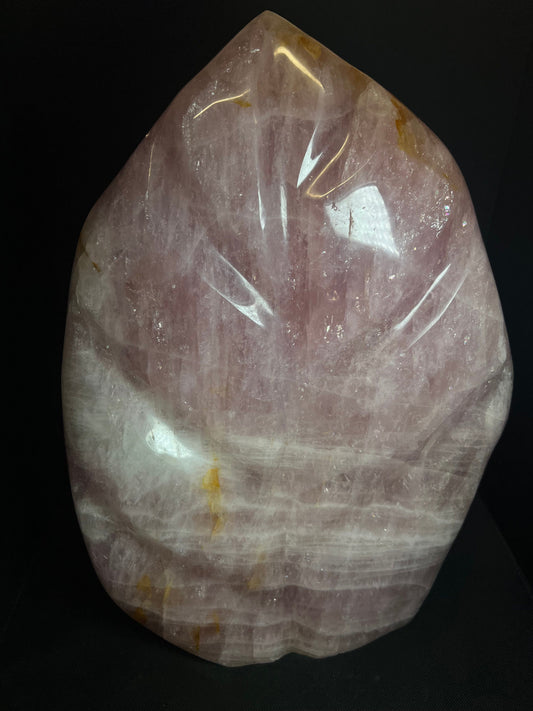 Gorgeous Large Rose Quartz Leaf Carving Free Standing (39cm tall)- Home Decor, Statement Piece, Collectors Piece