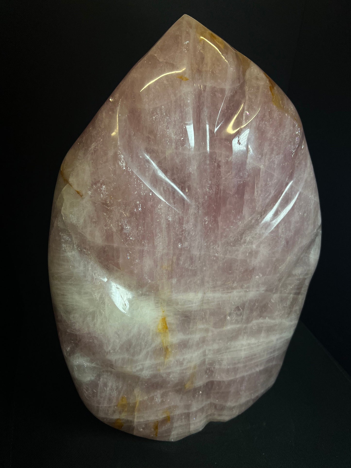 Gorgeous Large Rose Quartz Leaf Carving Free Standing (39cm tall)- Home Decor, Statement Piece, Collectors Piece