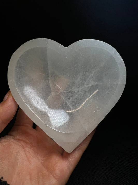 Gorgeous High Quality Selenite Heart Charging Bowl From Morocco, Home Decor, Gift