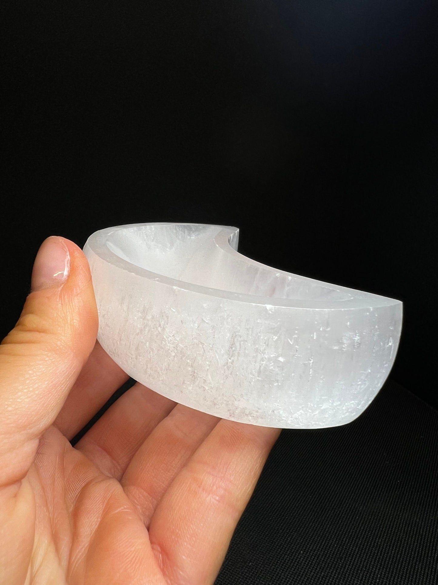 Selenite Half Cresent Moon Bowl- Home Decor, Gift, Charging Crystal, Statement Piece