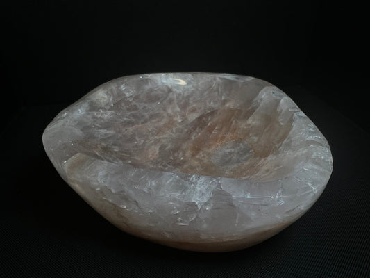 Rose Quartz With Hematite Inclusions Bowl- Home Decor, Statement Piece, Crystal