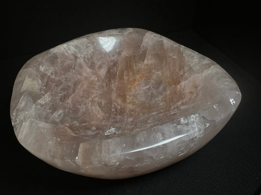 Rose Quartz With Hematite Inclusions Bowl- Home Decor, Statement Piece, Crystal
