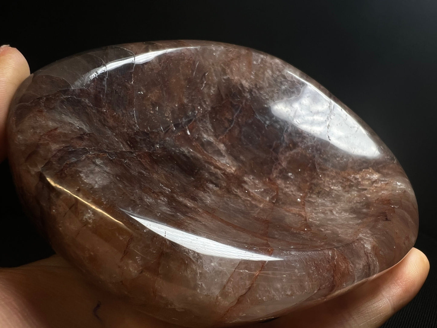 Red Hematite And Clear Quartz Bowl- Home Decor, Statement Piece, Crystal Healing