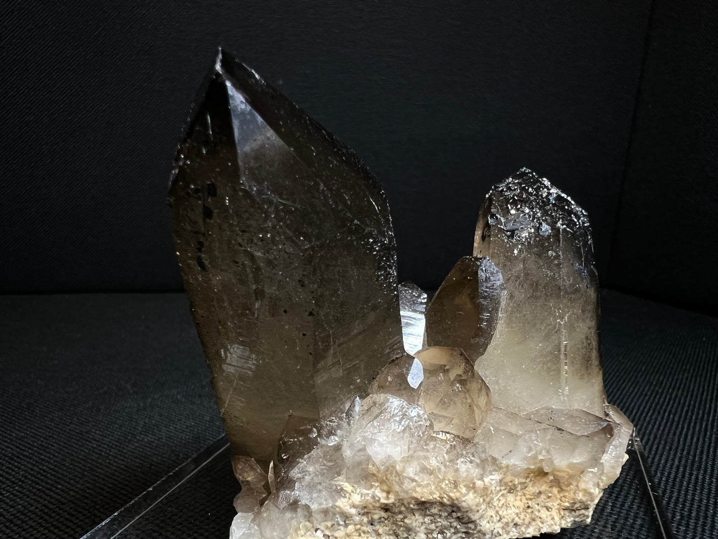 Smoky Quartz Cluster With Hematite Inclusions- Stand Included, Statement Piece, Crystal Healing, Collectors Piece