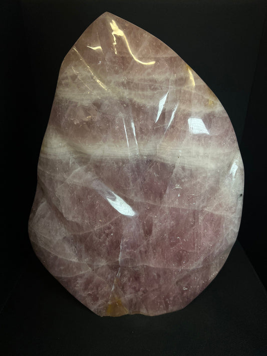 Gorgeous Large Rose Quartz Leaf Carving Free Standing (38cm tall)- Home Decor, Statement Piece, Collectors Piece