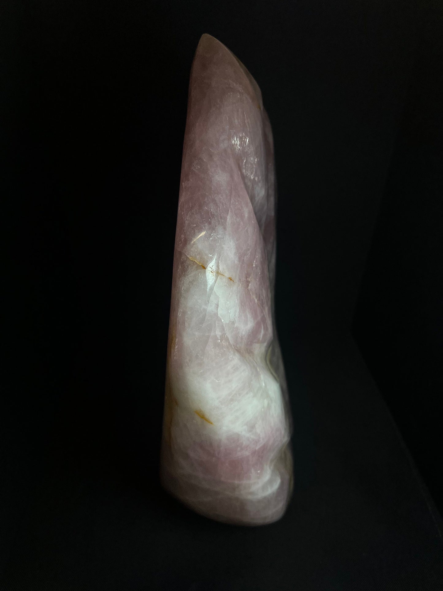 Gorgeous Large Rose Quartz Leaf Carving Free Standing (39cm tall)- Home Decor, Statement Piece, Collectors Piece