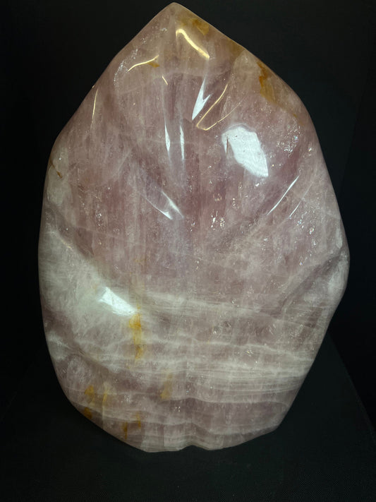 Gorgeous Large Rose Quartz Leaf Carving Free Standing (39cm tall)- Home Decor, Statement Piece, Collectors Piece