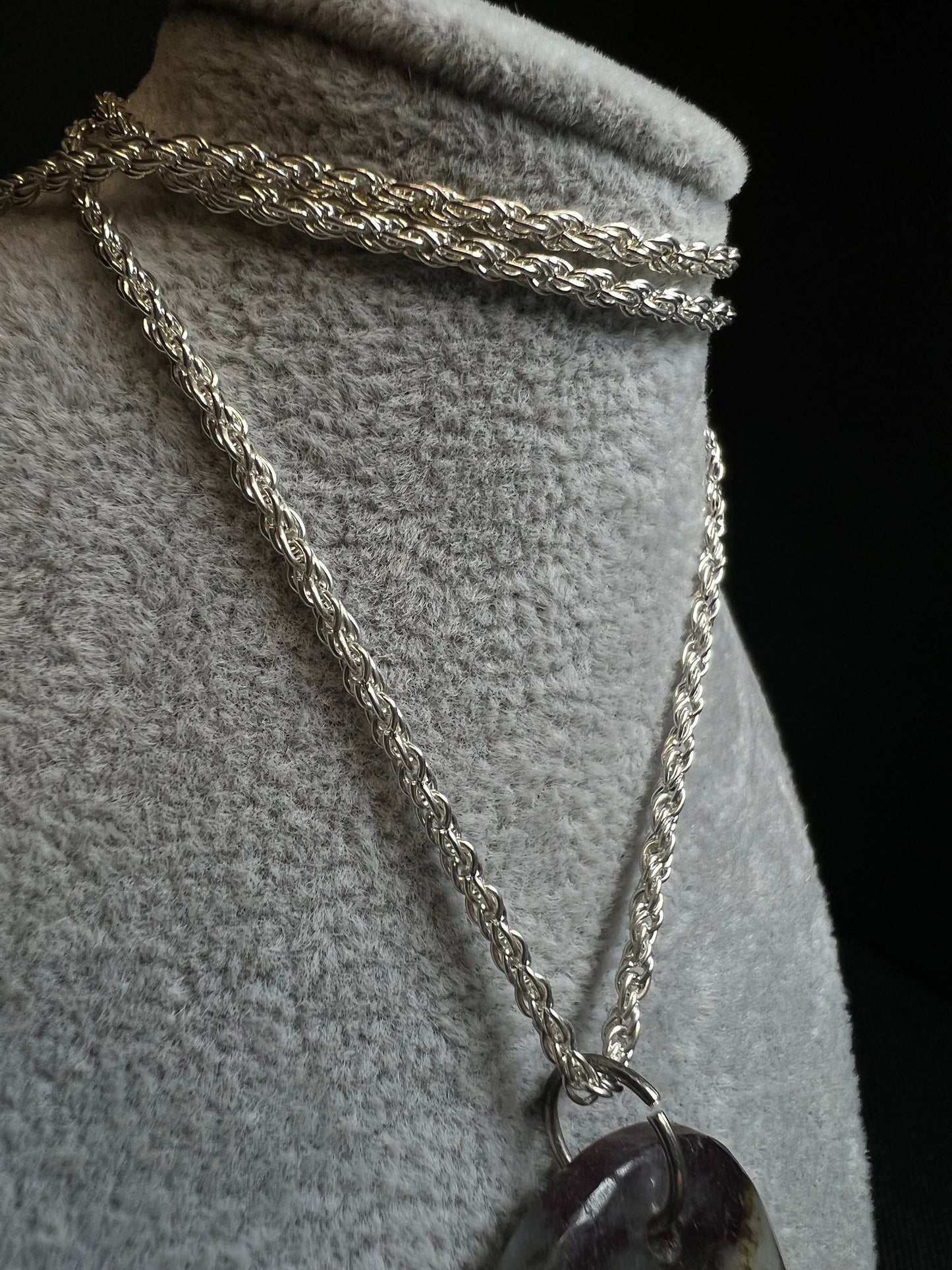 Rubellite Pendant On A Silver Plated, Nickel Free, Rope Chain- Necklace, Jewellery, Gift, Crystal Healing, Statement Piece