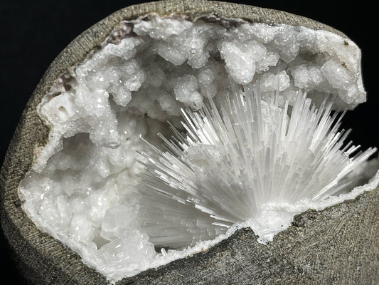 Delicate Scolecite And Chalcedony Geode From India Collectors Specimen From Aurangabad, Maharashtra, India