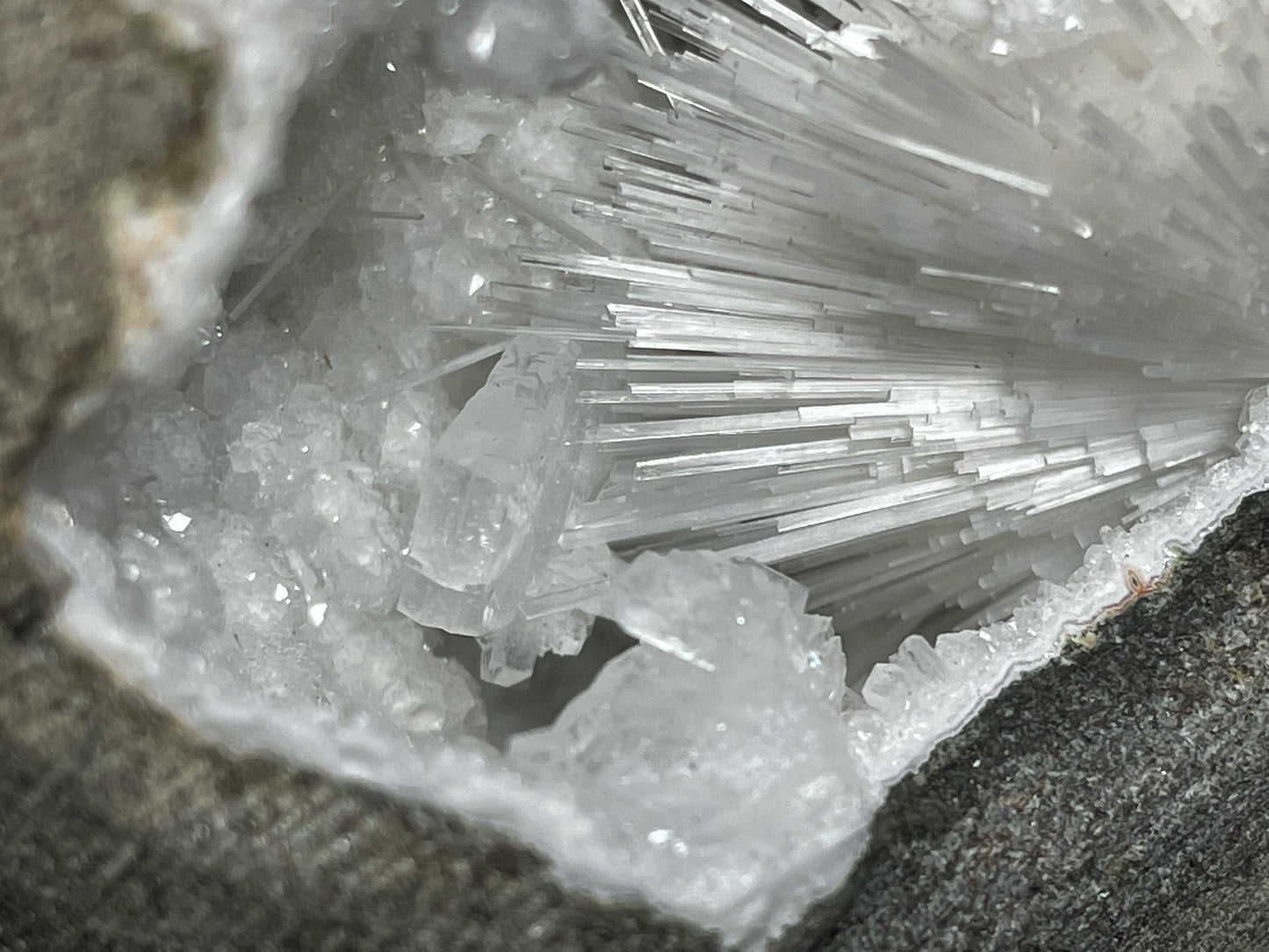 Delicate Scolecite And Chalcedony Geode From India Collectors Specimen From Aurangabad, Maharashtra, India