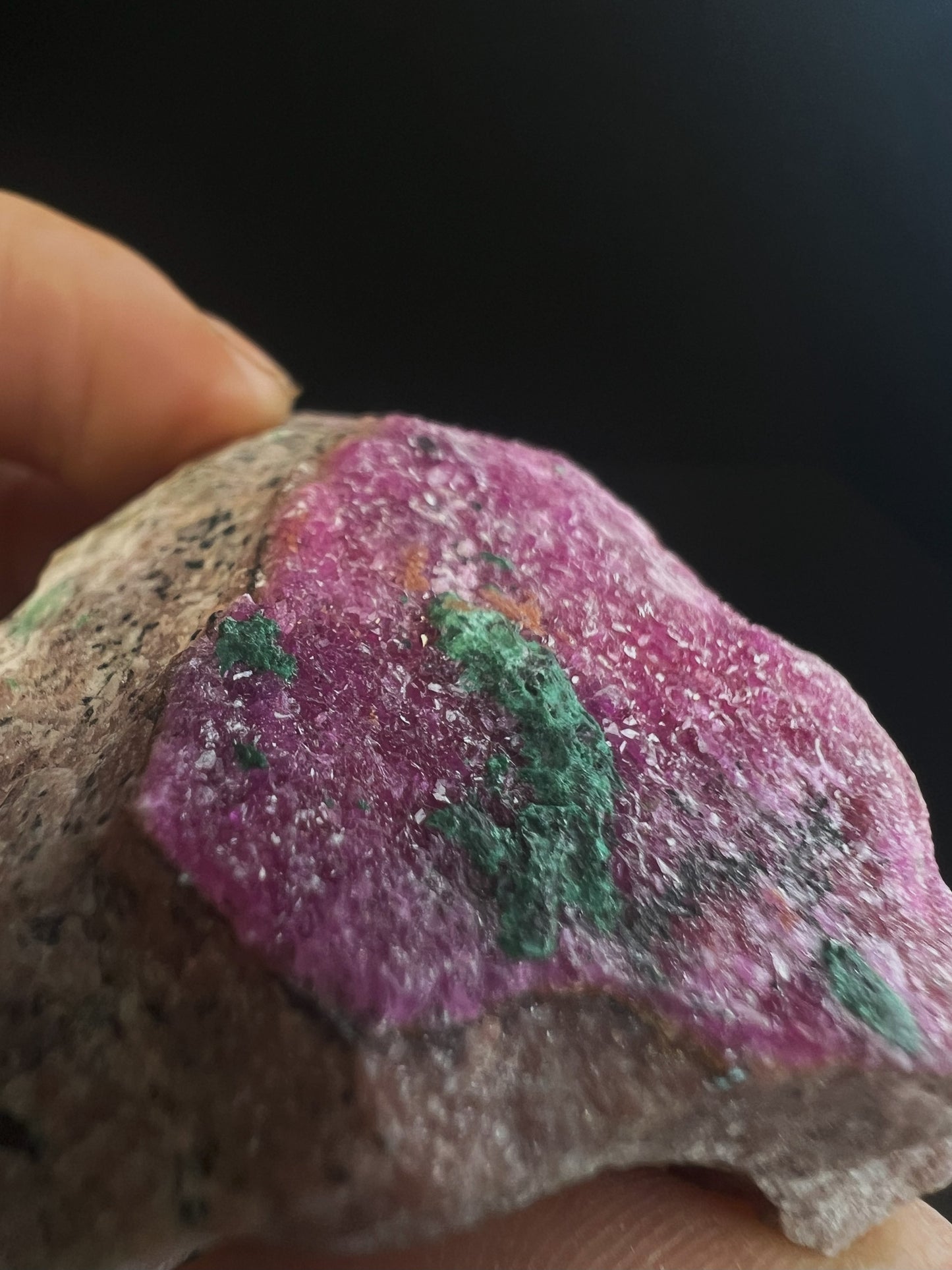 Gorgeous Pink Cobalt Calcite With Malachite On Matrix From Morocco- Gift, Crystal Healing
