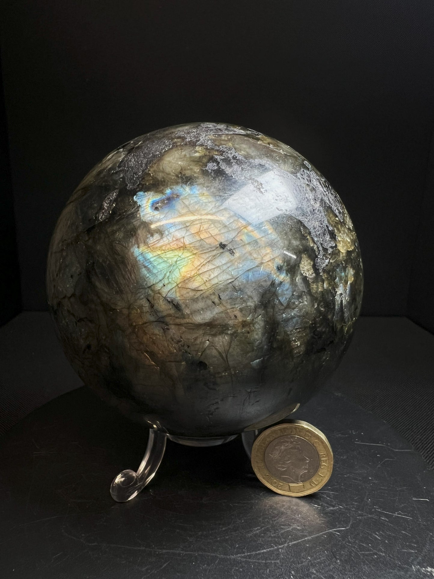 High Quality, Polished Labradorite Sphere- Home Décor Statement Piece