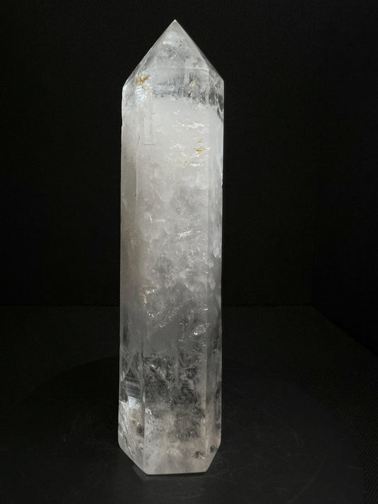 Outstanding Clear Quartz with Hematite inclusion Prism Point Free Standing Statement Piece Perfect Gift From Madagascar