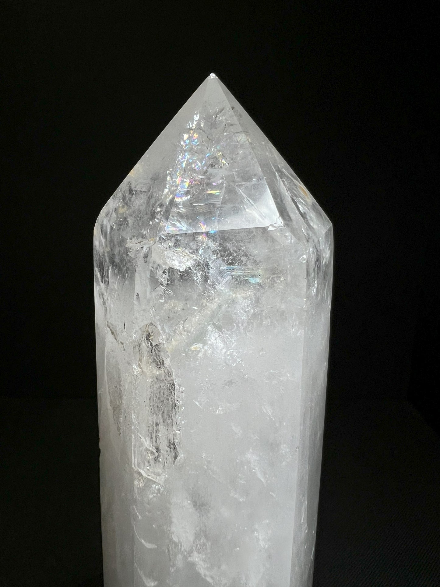 Outstanding Clear Quartz with Hematite inclusion Prism Point Free Standing Statement Piece Perfect Gift From Madagascar