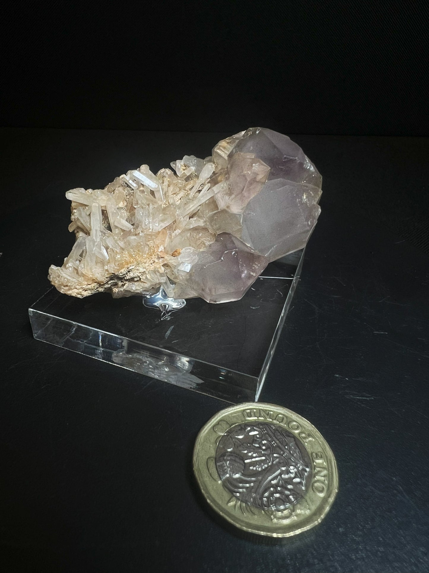 Rare Natural Elestial Amethyst/ Clear Quartz Cluster from Madagascar Collectors Piece