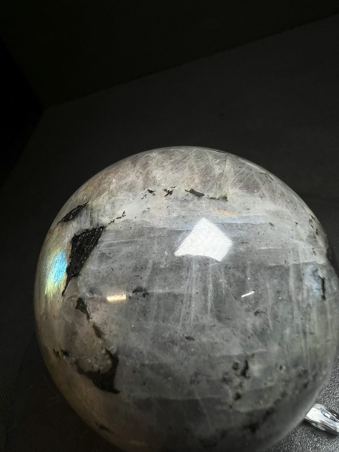 High Quality, Polished Grey Labradorite Spectrolite Sphere- Gift, Crystal Healing