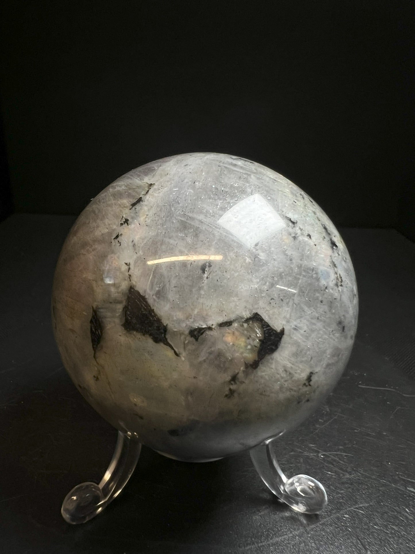 High Quality, Polished Grey Labradorite Spectrolite Sphere- Gift, Crystal Healing