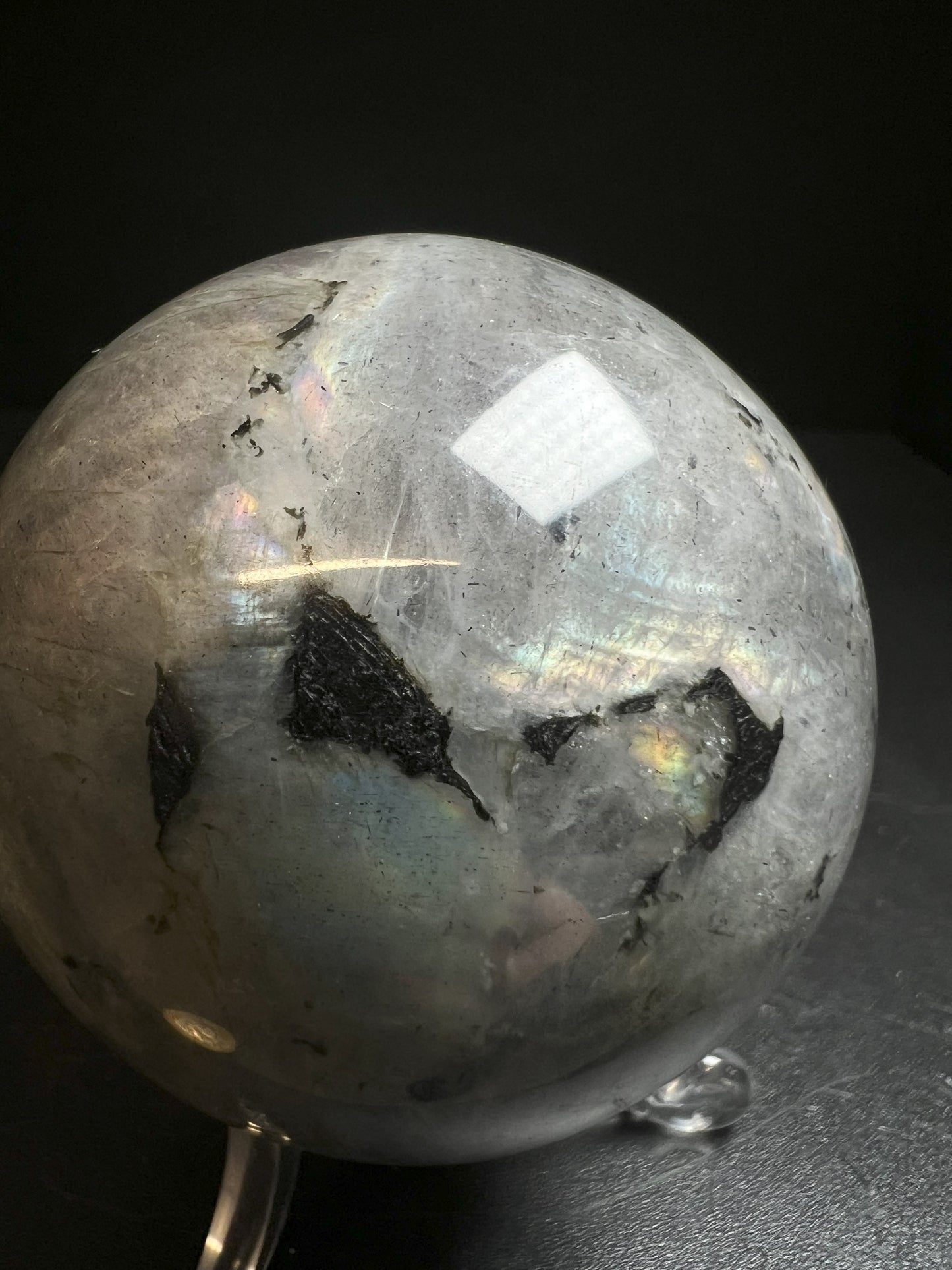 High Quality, Polished Grey Labradorite Spectrolite Sphere- Gift, Crystal Healing