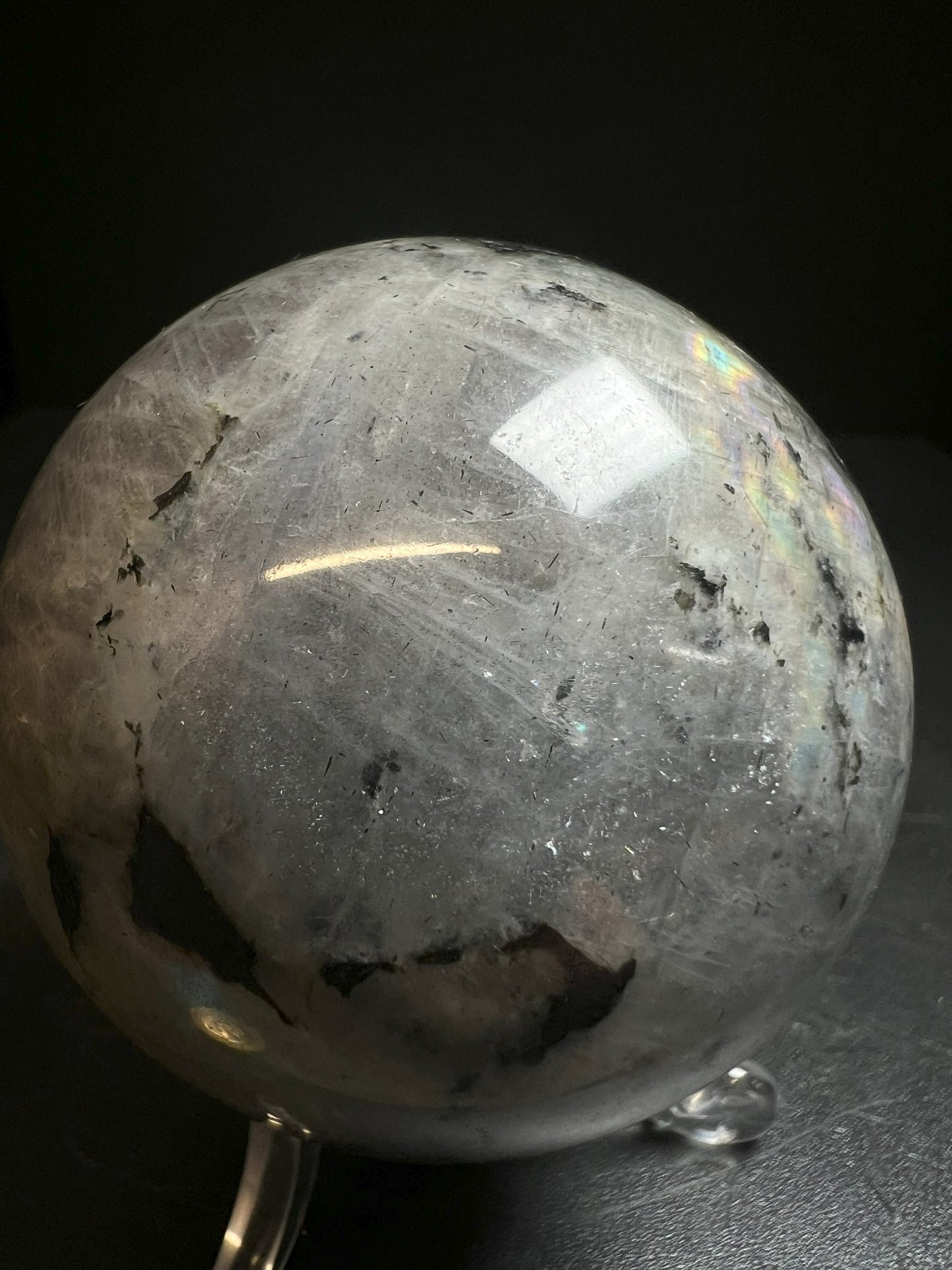 High Quality, Polished Grey Labradorite Spectrolite Sphere- Gift, Crystal Healing