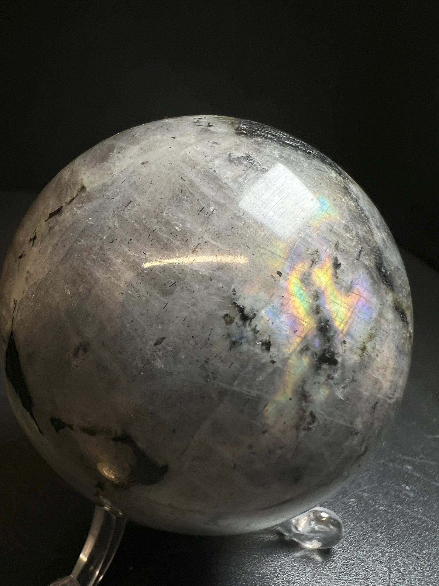 High Quality, Polished Grey Labradorite Spectrolite Sphere- Gift, Crystal Healing