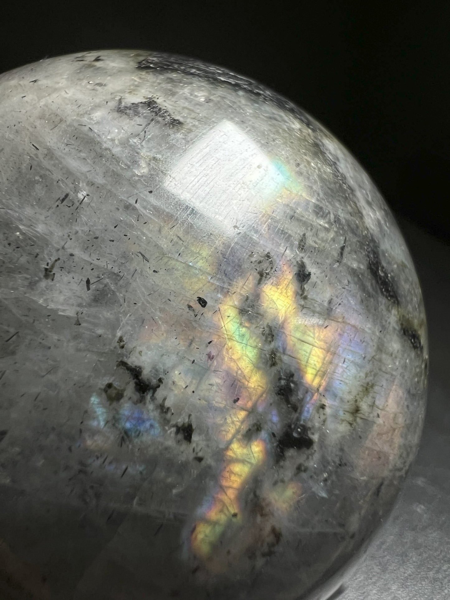 High Quality, Polished Grey Labradorite Spectrolite Sphere- Gift, Crystal Healing