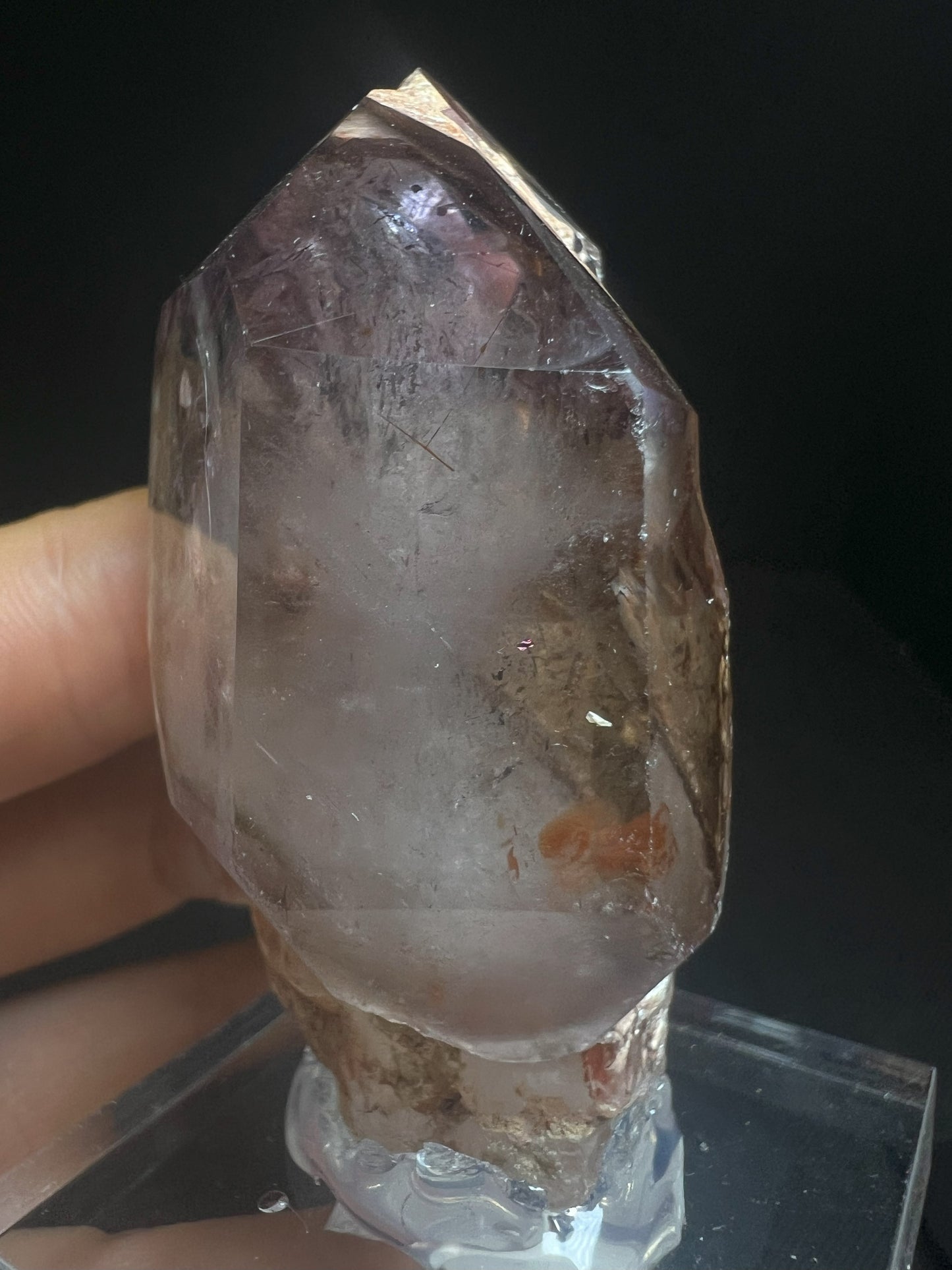 Rare Natural Exceptional Elestial Clear Quartz Point Amethyst Sceptre Attached from Madagascar Collectors Piece Statement Piece Home decor