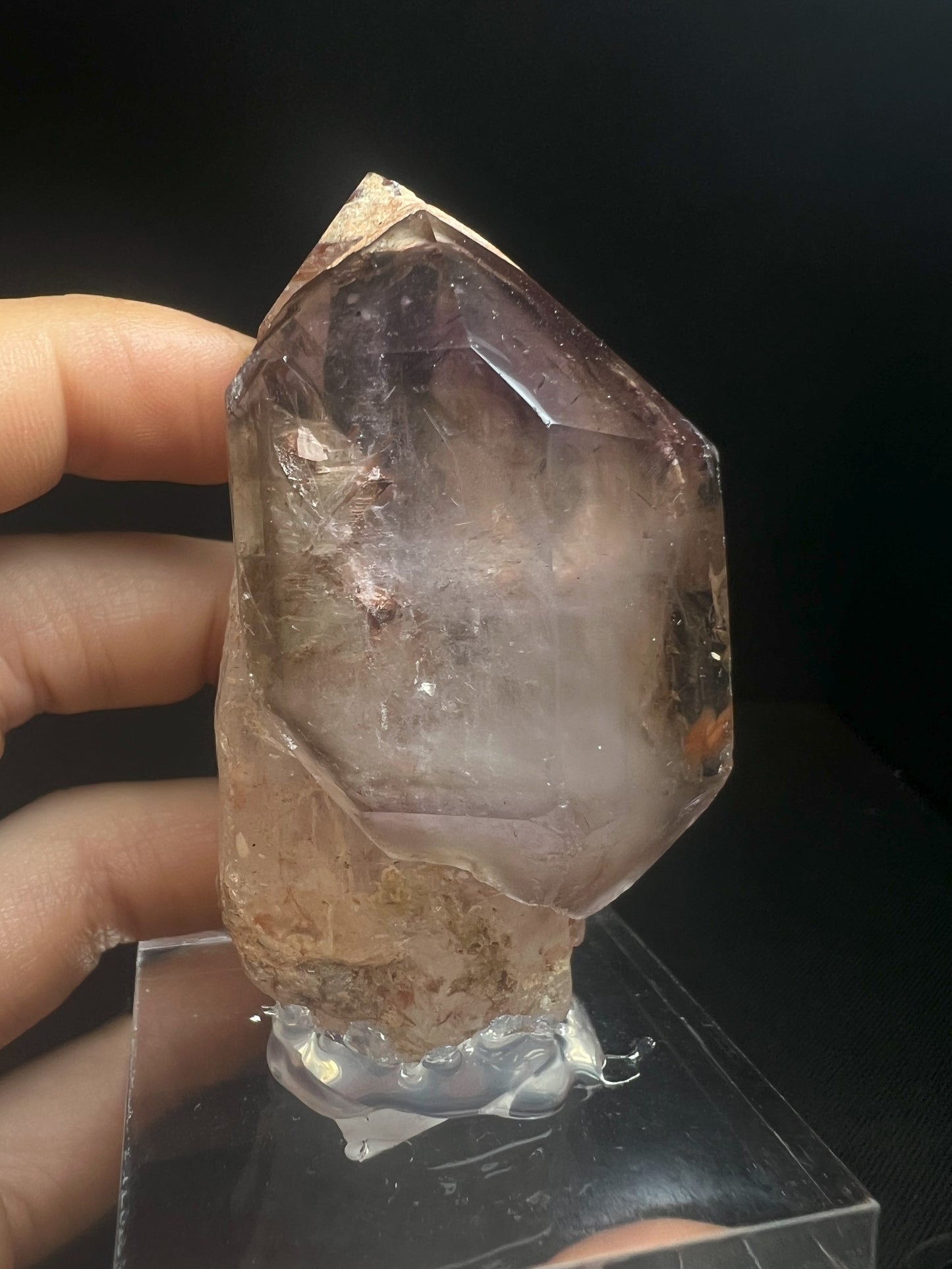 Rare Natural Exceptional Elestial Clear Quartz Point Amethyst Sceptre Attached from Madagascar Collectors Piece Statement Piece Home decor