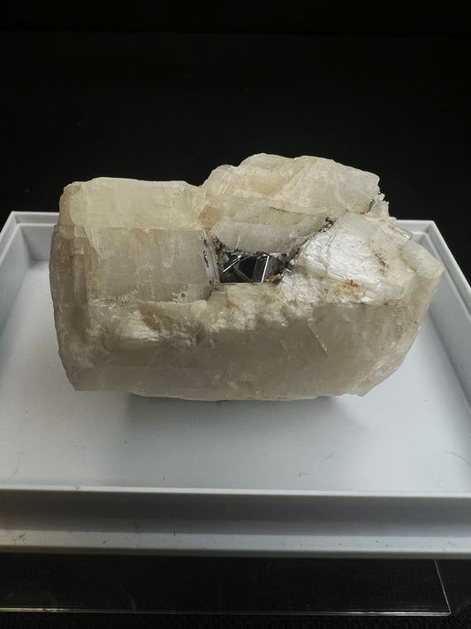 Carrollite In Calcite From The Congo (Box Included) Collectors Piece, Home Décor
