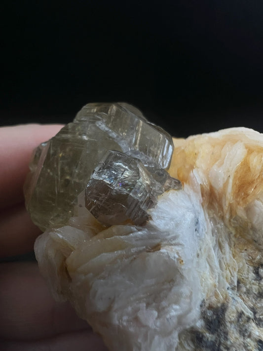 Cerussite And Barite On Galena From Morocco