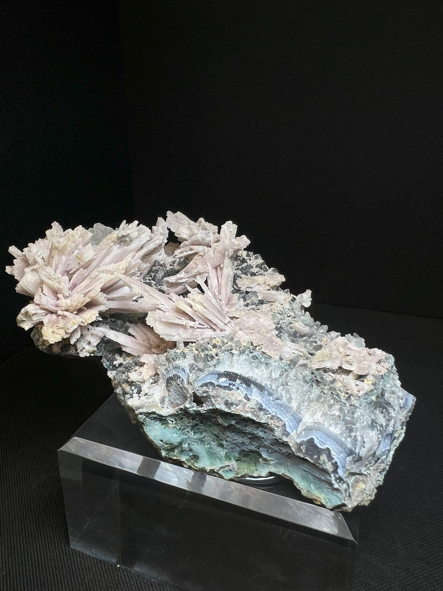 Anhydrite, Amethyst, Calcite Pseudomorph From Brazil (Stand Included) Collectors Piece