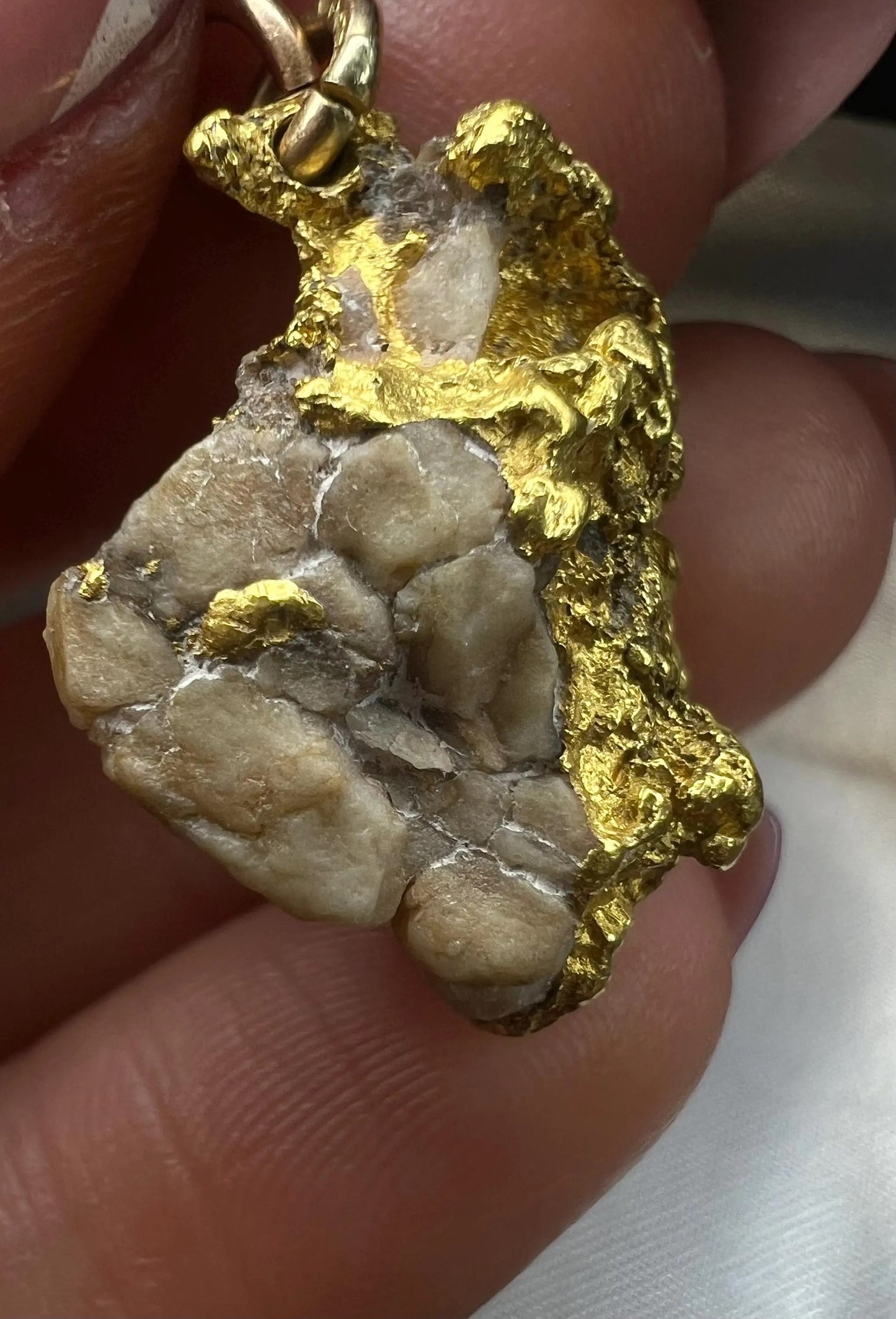 High Grade Australian Gold Nugget On Quartz Pendant- Perfect statement piece, Gift, Jewellery