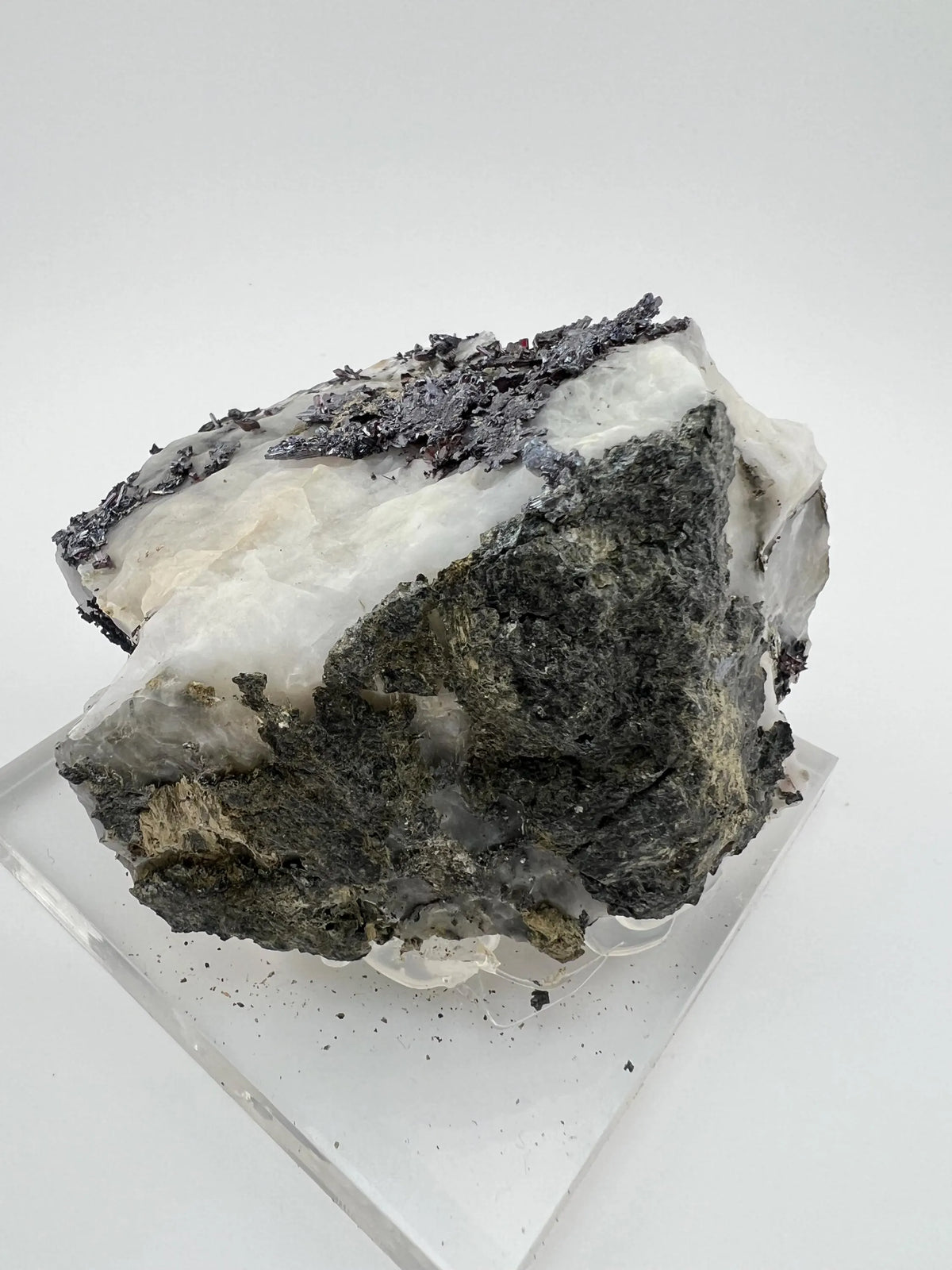 Outstanding Rare Proustite With Skeletal Formation Silver On Calcite From Bouismas Mine, Draa-Tafilalet, Morocco- Collectors Piece