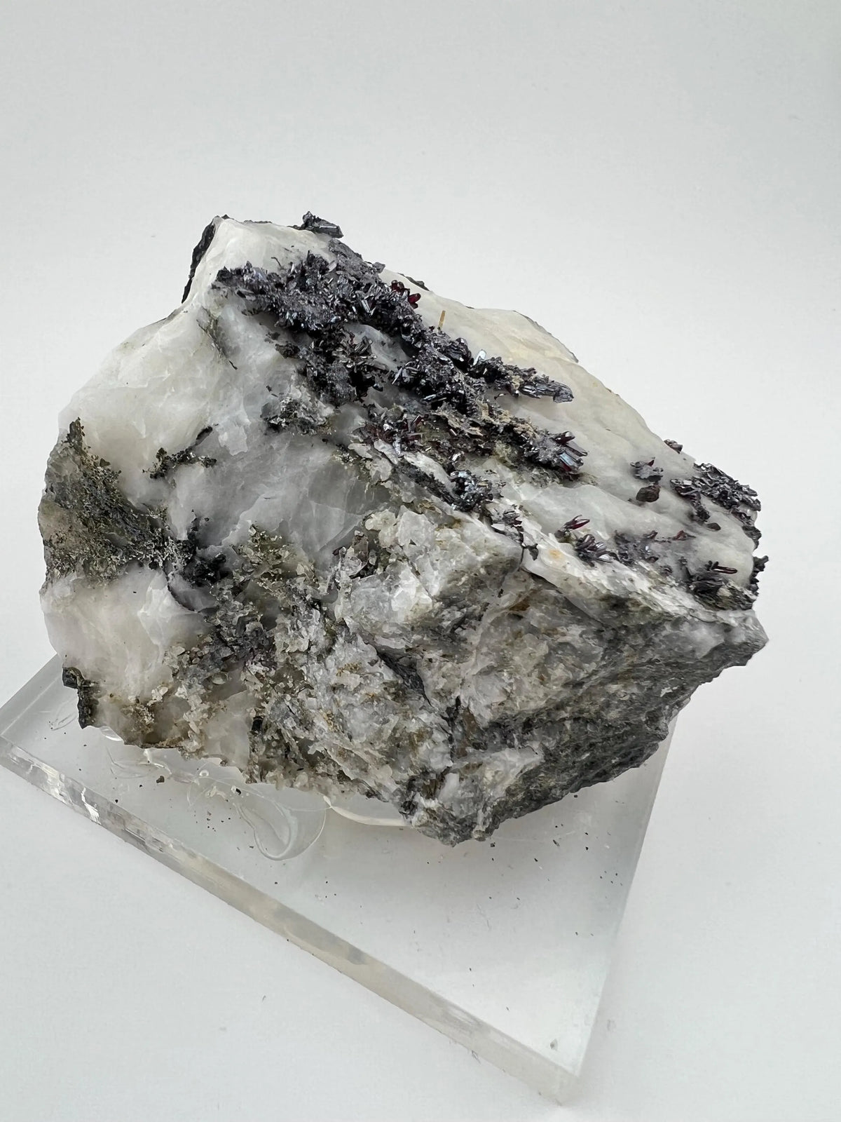 Outstanding Rare Proustite With Skeletal Formation Silver On Calcite From Bouismas Mine, Draa-Tafilalet, Morocco- Collectors Piece