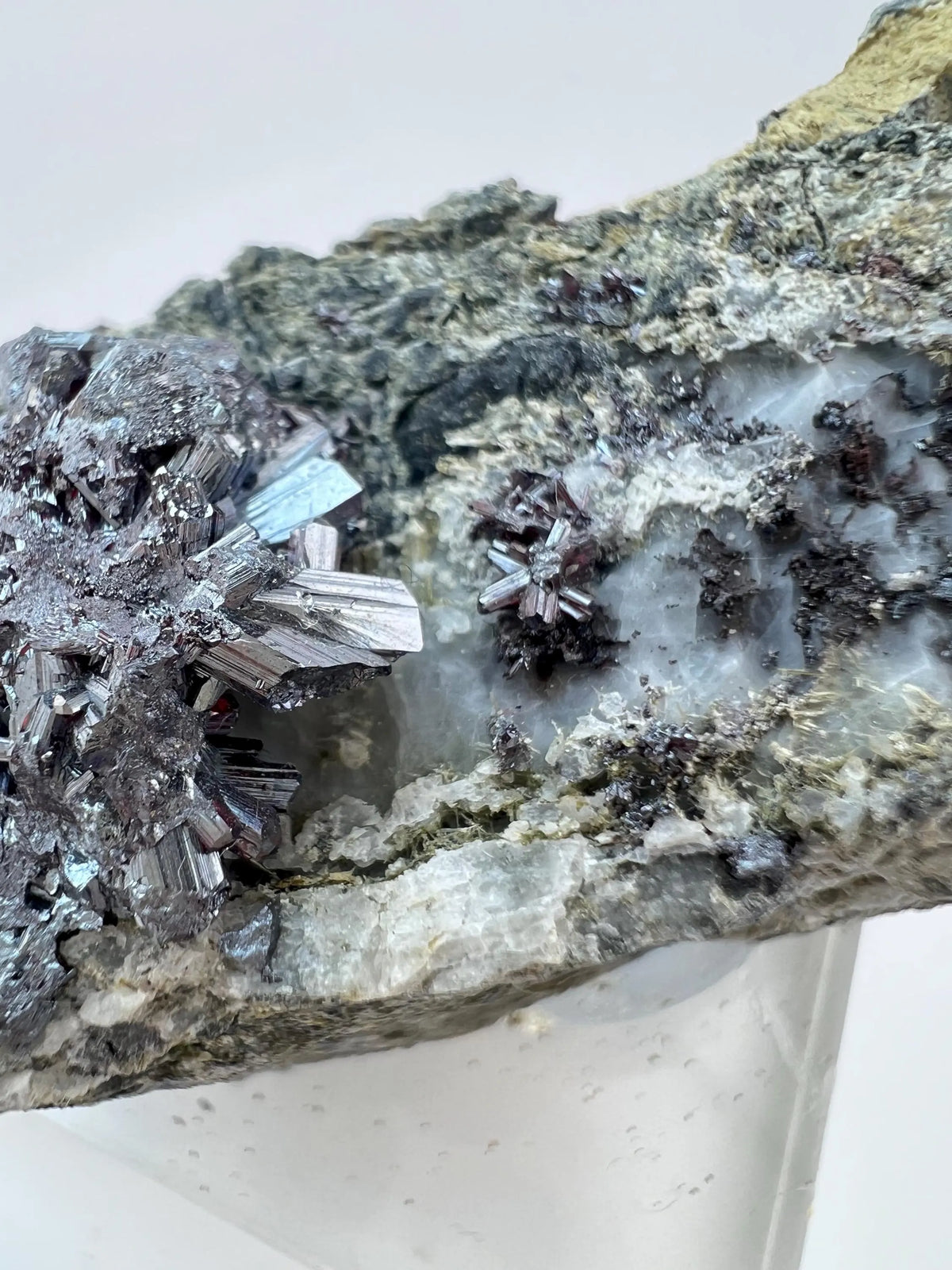 Outstanding Rare Proustite With Skeletal Formation Silver On Calcite From Bouismas Mine, Draa-Tafilalet, Morocco- Collectors Piece