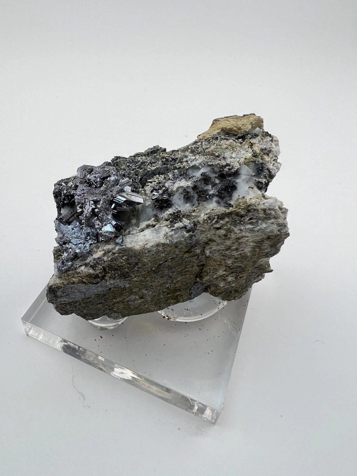 Outstanding Rare Proustite With Skeletal Formation Silver On Calcite From Bouismas Mine, Draa-Tafilalet, Morocco- Collectors Piece
