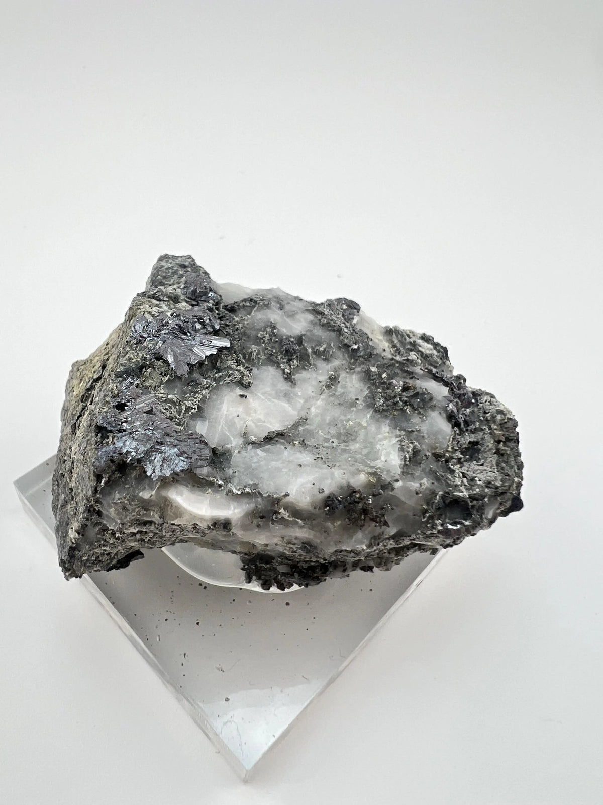 Outstanding Rare Proustite With Skeletal Formation Silver On Calcite From Bouismas Mine, Draa-Tafilalet, Morocco- Collectors Piece