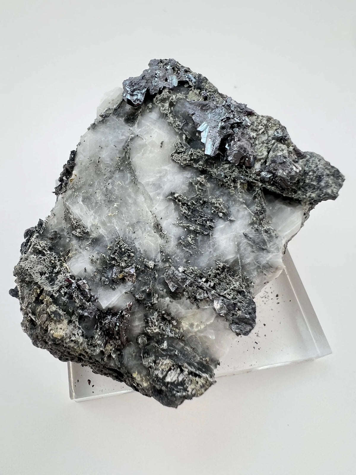 Outstanding Rare Proustite With Skeletal Formation Silver On Calcite From Bouismas Mine, Draa-Tafilalet, Morocco- Collectors Piece