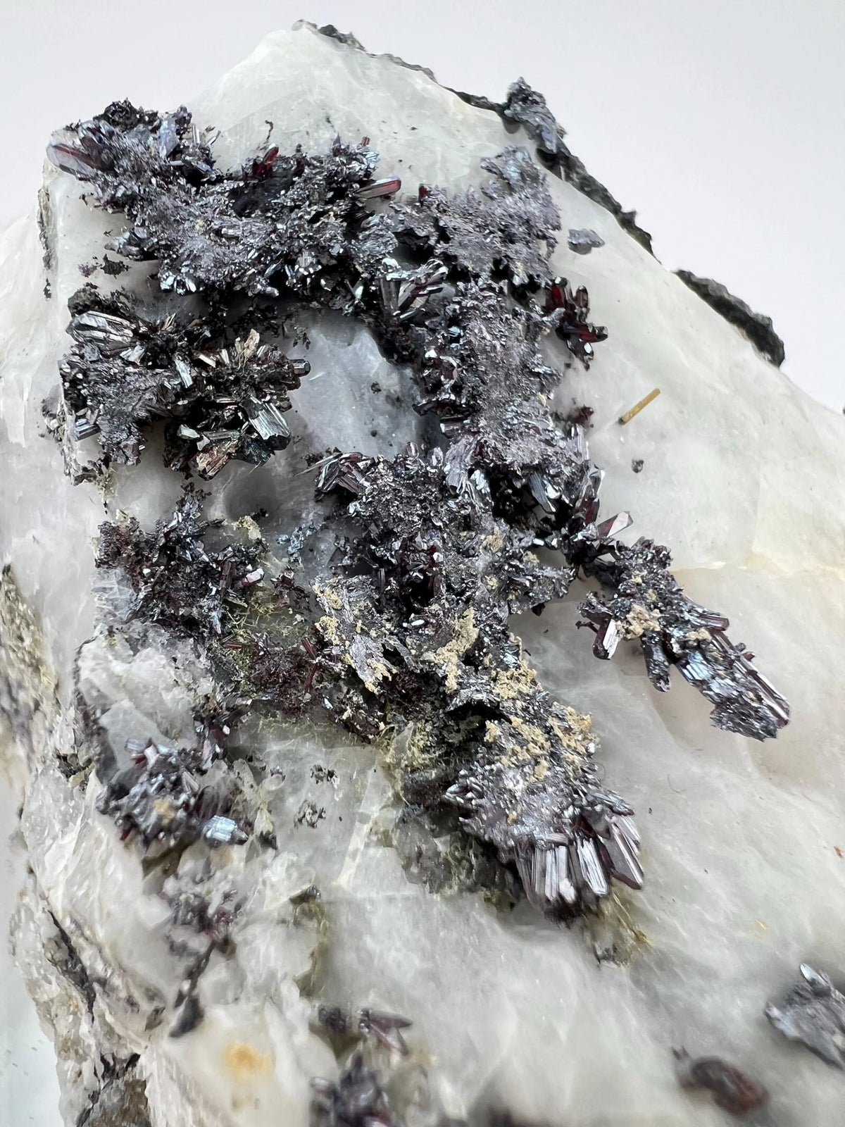 Outstanding Rare Proustite With Skeletal Formation Silver On Calcite From Bouismas Mine, Draa-Tafilalet, Morocco- Collectors Piece