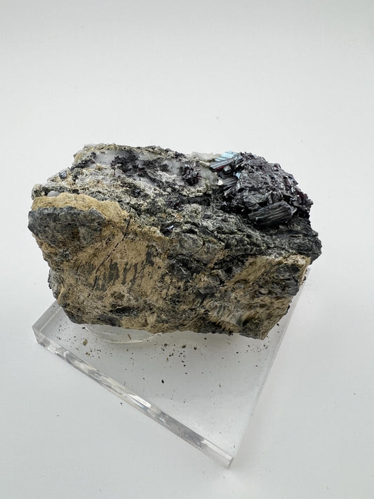 Outstanding Rare Proustite With Skeletal Formation Silver On Calcite From Bouismas Mine, Draa-Tafilalet, Morocco- Collectors Piece