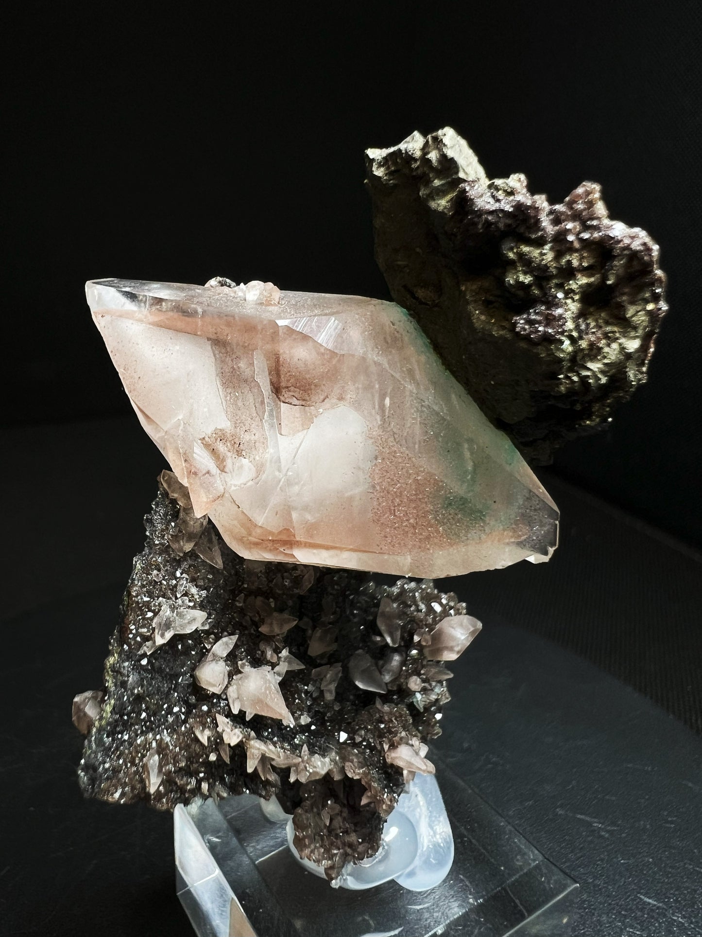 Outstanding Rare Museum Quality Pink & Green Calcite with Chalcopyrite On Matrix Perfect Specimen From Daye mine Hubei province China