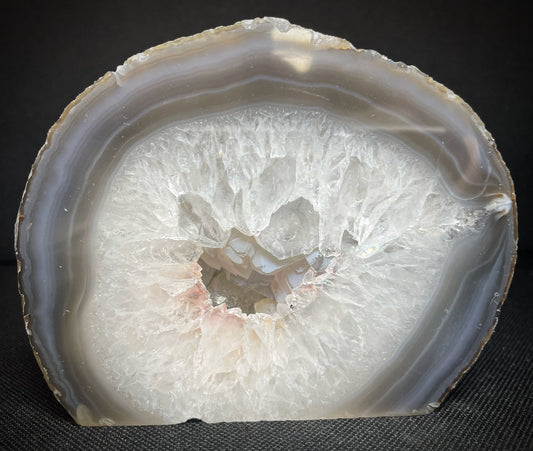 Gorgeous Polished Dyed Grey Agate Geode Crystal Home Décor Statement piece
